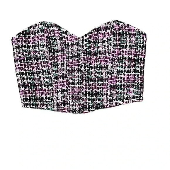 Zara Tweed Multicolor Corset Bustier  NWT Size S - Picture 1 of 7
